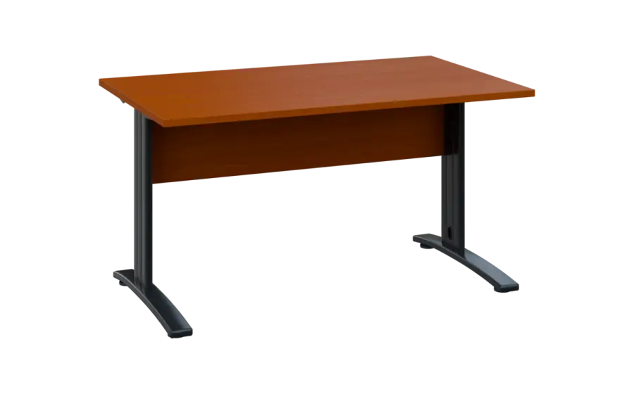 OPK 28 - 14 stůl kancelářský, kovová podnož černá, deska 25 mm, široký 1400 mm, třešeň šumavská