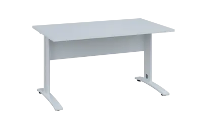 OPK 28 - 14 stůl kancelářský, kovová podnož bílá, deska 25 mm, široký 1400 mm, bílá