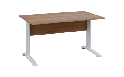 OPK 28 - 14 stůl kancelářský, kovová podnož bílá, deska 25 mm, široký 1400 mm, dub bardolino