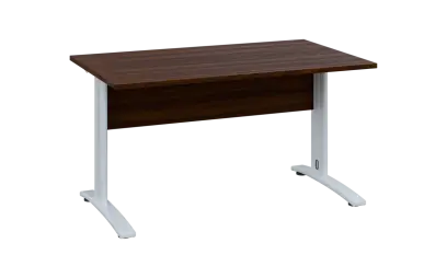 OPK 28 - 14 stůl kancelářský, kovová podnož bílá, deska 25 mm, široký 1400 mm, ořech královský