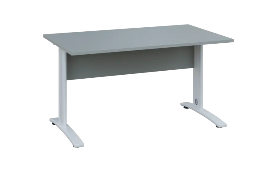 OPK 28 - 14 stůl kancelářský, kovová podnož bílá, deska 25 mm, široký 1400 mm, šedá