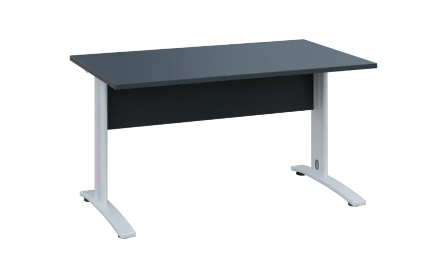 OPK 28 - 14 stůl kancelářský, kovová podnož bílá, deska 25 mm, široký 1400 mm, antracit