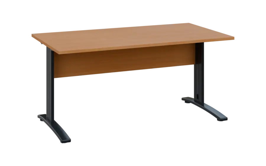 OPK 28 - 16 stůl kancelářský, kovová podnož černá, deska 25 mm, široký 1600 mm, buk royal