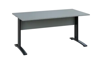 OPK 28 - 16 stůl kancelářský, kovová podnož černá, deska 25 mm, široký 1600 mm, šedá