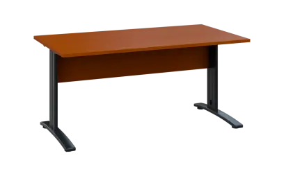 OPK 28 - 16 stůl kancelářský, kovová podnož černá, deska 25 mm, široký 1600 mm, třešeň šumavská