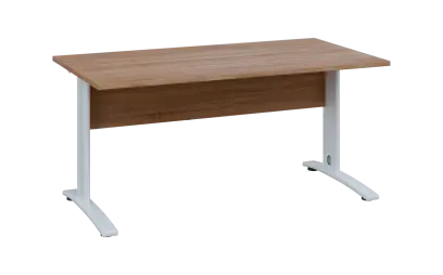 OPK 28 - 16 stůl kancelářský, kovová podnož bílá, deska 25 mm, široký 1600 mm, dub bardolino
