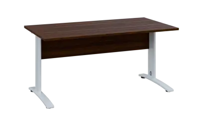 OPK 28 - 16 stůl kancelářský, kovová podnož bílá, deska 25 mm, široký 1600 mm, ořech královský