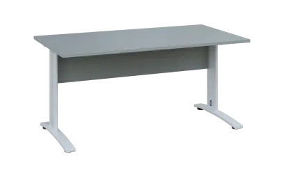 OPK 28 - 16 stůl kancelářský, kovová podnož bílá, deska 25 mm, široký 1600 mm, šedá
