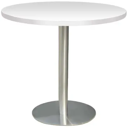 RC 500 - 5 stůl kulatý, deska pr.1000 mm bílá (síla 25 mm), noha broušený nerez