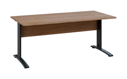 OPK 28 - 18 stůl kancelářský, kovová podnož černá, deska 25 mm, široký 1800 mm, dub bardolino