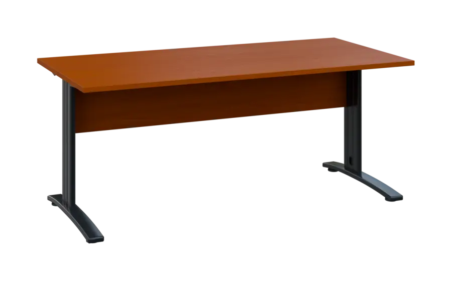 OPK 28 - 18 stůl kancelářský, kovová podnož černá, deska 25 mm, široký 1800 mm, třešeň šumavská