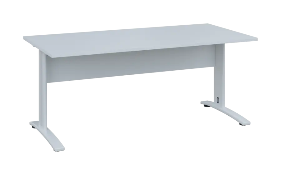 OPK 28 - 18 stůl kancelářský, kovová podnož bílá, deska 25 mm, široký 1800 mm, bílá