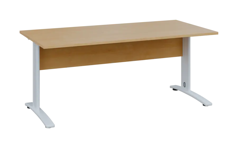 OPK 28 - 18 stůl kancelářský, kovová podnož bílá, deska 25 mm, široký 1800 mm, javor horský