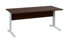 OPK 28 - 18 stůl kancelářský, kovová podnož bílá, deska 25 mm, široký 1800 mm, ořech královský