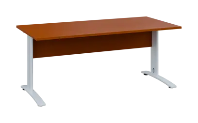 OPK 28 - 18 stůl kancelářský, kovová podnož bílá, deska 25 mm, široký 1800 mm, třešeň šumavská