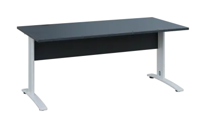 OPK 28 - 18 stůl kancelářský, kovová podnož bílá, deska 25 mm, široký 1800 mm, antracit