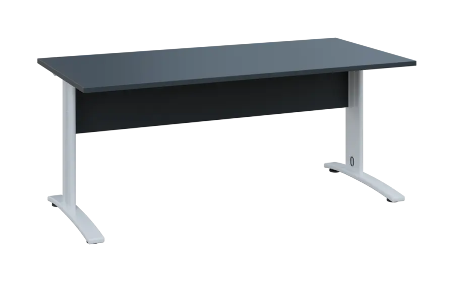 OPK 28 - 18 stůl kancelářský, kovová podnož bílá, deska 25 mm, široký 1800 mm, antracit