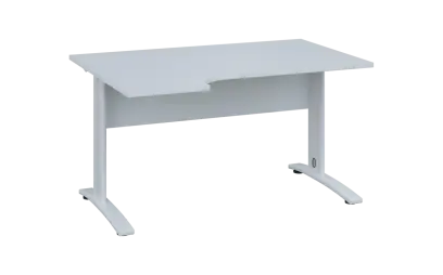 ORK 28 - 144 stůl kancelářský, rohový, levý, kovová podnož bílá, deska 25 mm, široký 1400 mm, bílá