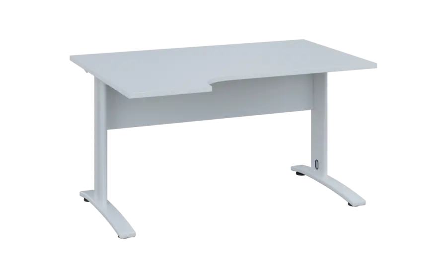 ORK 28 - 144 stůl kancelářský, rohový, levý, kovová podnož bílá, deska 25 mm, široký 1400 mm, bílá