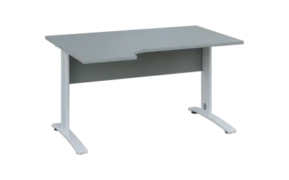 ORK 28 - 144 stůl kancelářský, rohový, levý, kovová podnož bílá, deska 25 mm, široký 1400 mm, šedá ORK 28 - 144 stůl kancelářský, rohový, levý, kovová podnož bílá, deska 25 mm, široký 1400 mm, šedá