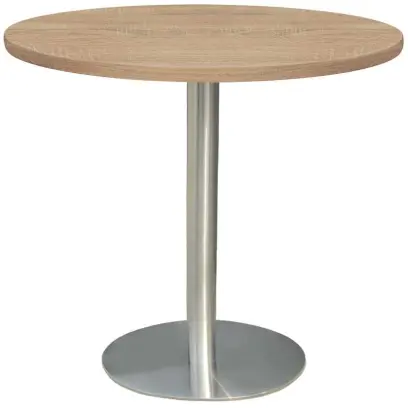 RC 500 - 5 stůl kulatý, deska pr.1000 mm dub bardolino (síla 25 mm), noha broušený nerez