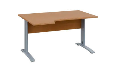 ORK 28 - 144 stůl kancelářský, rohový, levý, kovová podnož stříbrná, deska 25 mm, široký 1400 mm, bu ORK 28 - 144 stůl kancelářský, rohový, levý, kovová podnož stříbrná, deska 25 mm, široký 1400 mm, buk royal