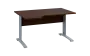 ORK 28 - 144 stůl kancelářský, rohový, levý, kovová podnož stříbrná, deska 25 mm, široký 1400 mm, ořech královský