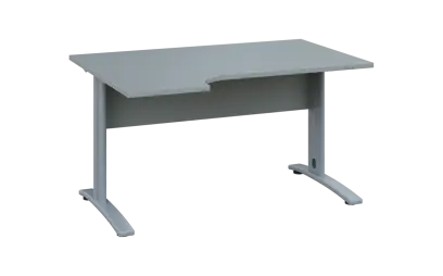 ORK 28 - 144 stůl kancelářský, rohový, levý, kovová podnož stříbrná, deska 25 mm, široký 1400 mm, šedá