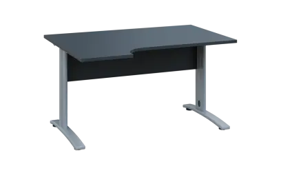 ORK 28 - 144 stůl kancelářský, rohový, levý, kovová podnož stříbrná, deska 25 mm, široký 1400 mm, antracit