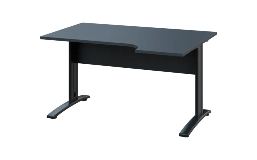 ORK 28 - 144 stůl kancelářský, rohový, pravý, kovová podnož černá, deska 25 mm, široký 1400 mm, antracit
