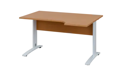 ORK 28 - 144 stůl kancelářský, rohový, pravý, kovová podnož bílá, deska 25 mm, široký 1400 mm, buk royal