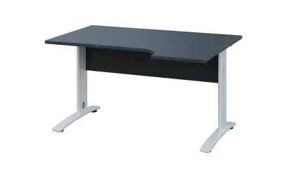 ORK 28 - 144 stůl kancelářský, rohový, pravý, kovová podnož bílá, deska 25 mm, široký 1400 mm, antracit