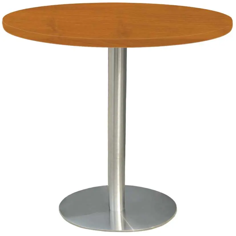 RC 500 - 5 stůl kulatý, deska pr.1000 mm olše jantar (síla 25 mm), noha broušený nerez