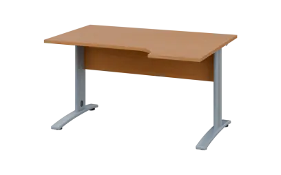 ORK 28 - 144 stůl kancelářský, rohový, pravý, kovová podnož stříbrná, deska 25 mm, široký 1400 mm, buk royal