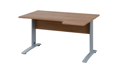 ORK 28 - 144 stůl kancelářský, rohový, pravý, kovová podnož stříbrná, deska 25 mm, široký 1400 mm, dub bardolino