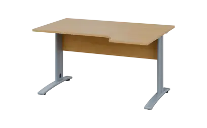 ORK 28 - 144 stůl kancelářský, rohový, pravý, kovová podnož stříbrná, deska 25 mm, široký 1400 mm, javor horský