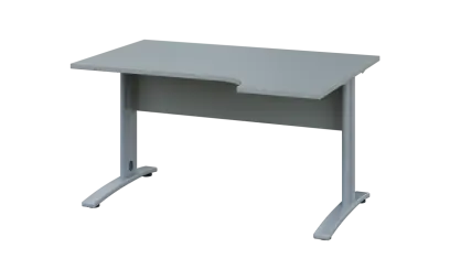 ORK 28 - 144 stůl kancelářský, rohový, pravý, kovová podnož stříbrná, deska 25 mm, široký 1400 mm, šedá