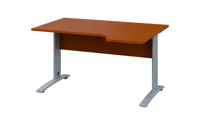 ORK 28 - 144 stůl kancelářský, rohový, pravý, kovová podnož stříbrná, deska 25 mm, široký 1400 mm, třešeň šumavská