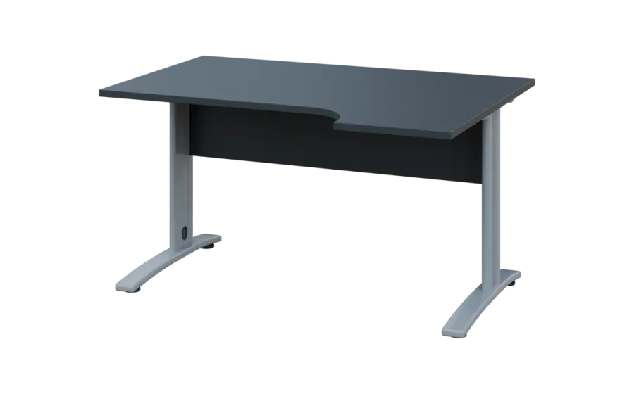 ORK 28 - 144 stůl kancelářský, rohový, pravý, kovová podnož stříbrná, deska 25 mm, široký 1400 mm, antracit