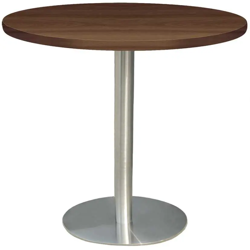 RC 500 - 5 stůl kulatý, deska pr.1000 mm ořech královský (síla 25 mm), noha broušený nerez