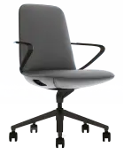 AURA MEETING - BLACK, křeslo kancelářské, kříž černý, šedá kůže