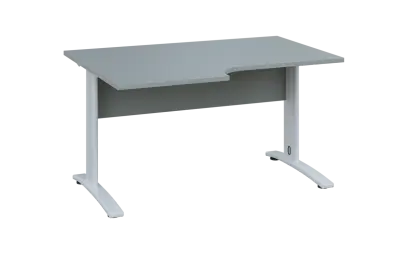 ORK 28 - 146 stůl kancelářský, rohový, levý, kovová podnož bílá, deska 25 mm, široký 1400 mm, šedá