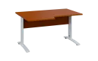 ORK 28 - 146 stůl kancelářský, rohový, levý, kovová podnož bílá, deska 25 mm, široký 1400 mm, třešeň