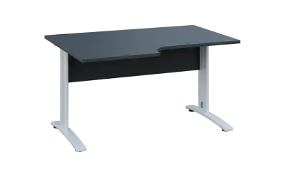 ORK 28 - 146 stůl kancelářský, rohový, levý, kovová podnož bílá, deska 25 mm, široký 1400 mm, antracit