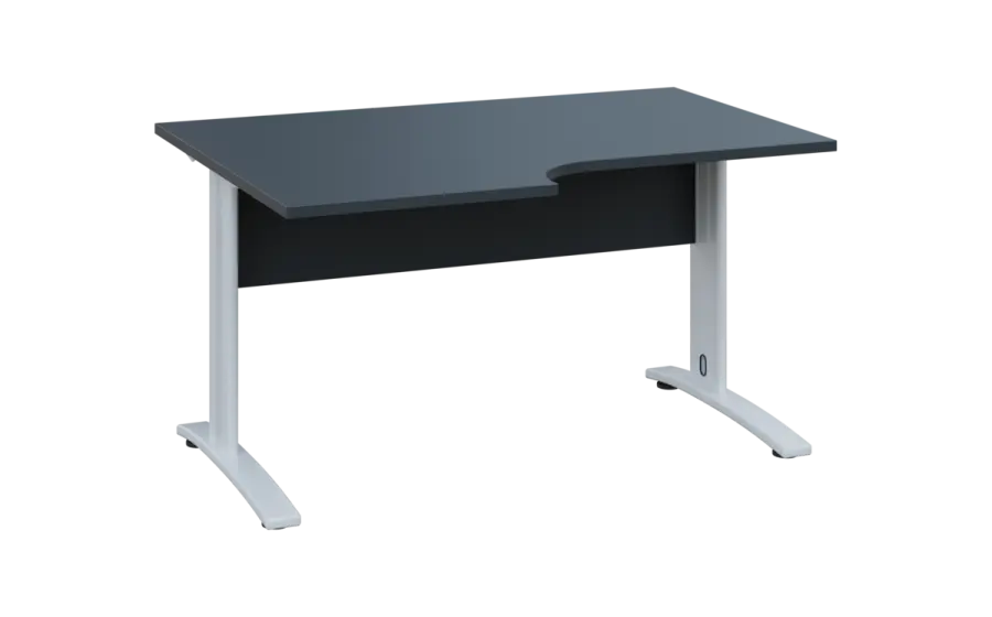 ORK 28 - 146 stůl kancelářský, rohový, levý, kovová podnož bílá, deska 25 mm, široký 1400 mm, antracit