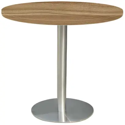 RC 500 - 5 stůl kulatý, deska pr.1000 mm ořech světlý (síla 25 mm), noha broušený nerez