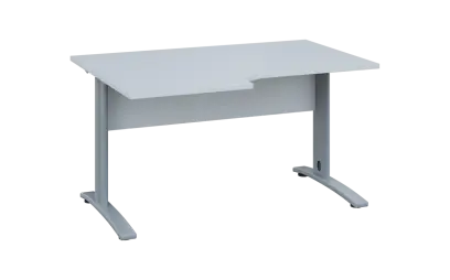 ORK 28 - 146 stůl kancelářský, rohový, levý, kovová podnož stříbrná, deska 25 mm, široký 1400 mm, bílá