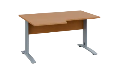 ORK 28 - 146 stůl kancelářský, rohový, levý, kovová podnož stříbrná, deska 25 mm, široký 1400 mm, buk royal