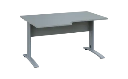 ORK 28 - 146 stůl kancelářský, rohový, levý, kovová podnož stříbrná, deska 25 mm, široký 1400 mm, šedá