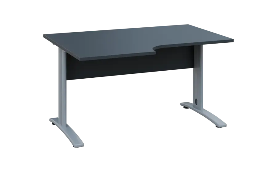 ORK 28 - 146 stůl kancelářský, rohový, levý, kovová podnož stříbrná, deska 25 mm, široký 1400 mm, antracit
